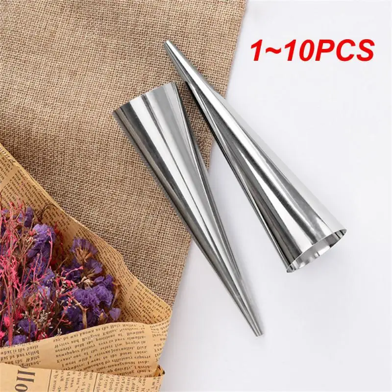 1~10PCS Kitchen Stainless Steel Baking Cones Horn Pastry Roll Cake Mold Spiral Baked Croissants Tubes Cookie Dessert Tool ZXH