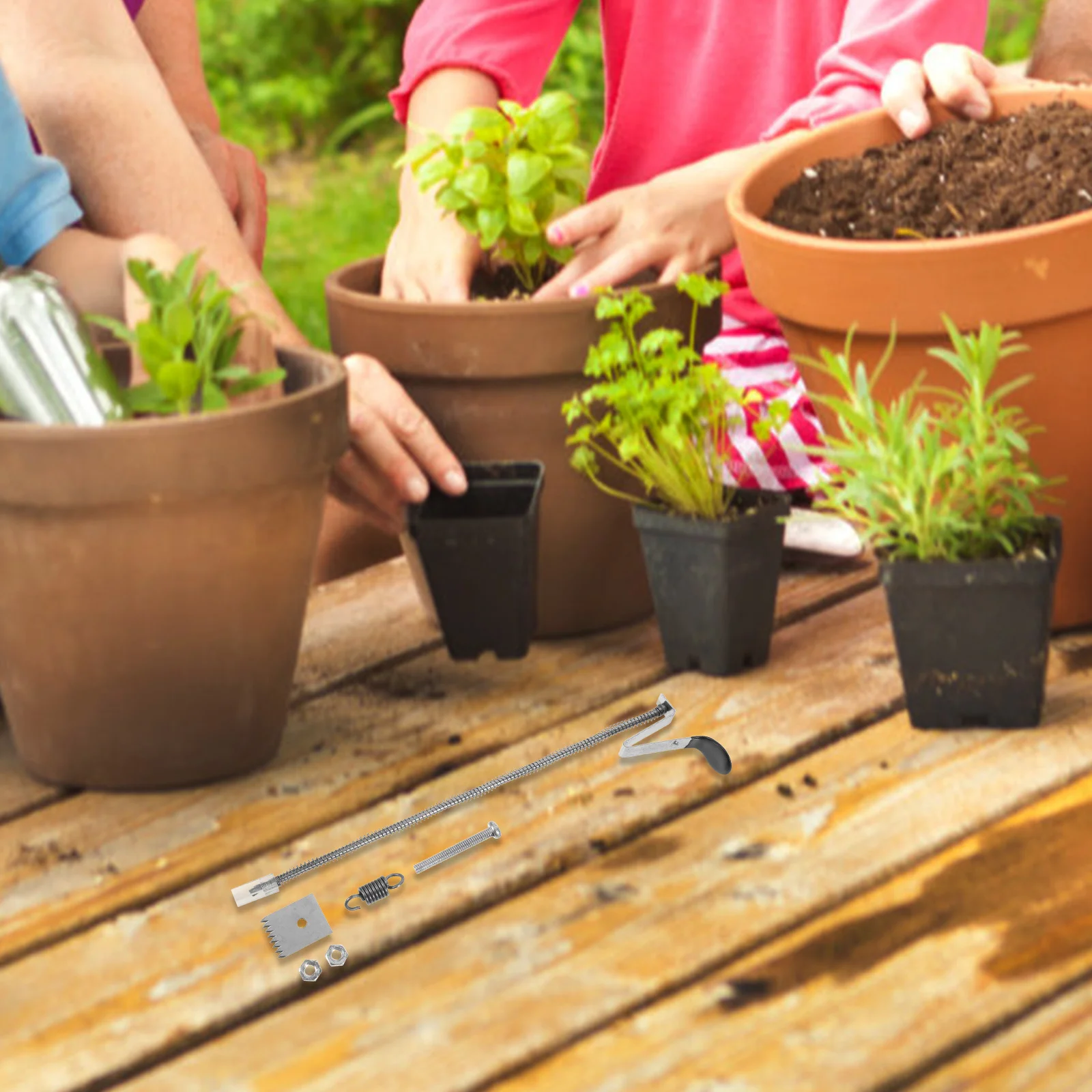 1 Set Aksesori Mesin Pengikat Tanaman Rambat Mentimun Pisau Pengikat Tanaman Baja Tahan Karat Pin Tekan Pegas Bagian Alat Berkebun Efisien