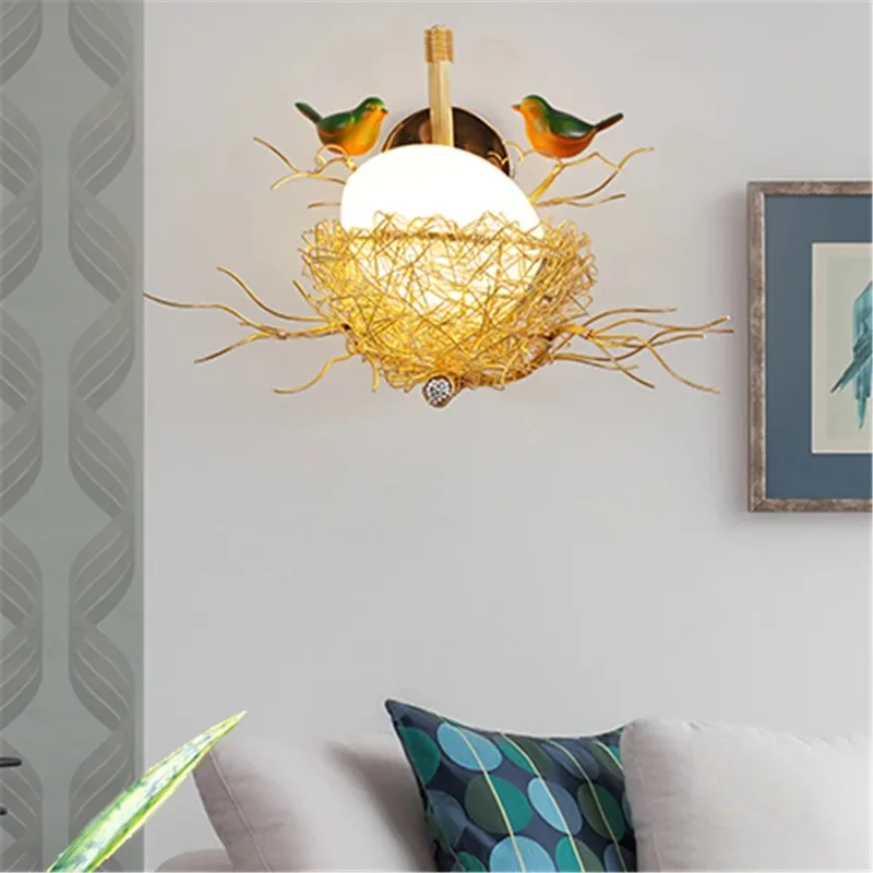 الحديثة Cottagecore Bird'S-عسل وحدة إضاءة LED جداريّة مصابيح غرفة المعيشة غرفة نوم السرير درج مرور الشمعدانات لوفت تركيبات إضاءة ديكور E27