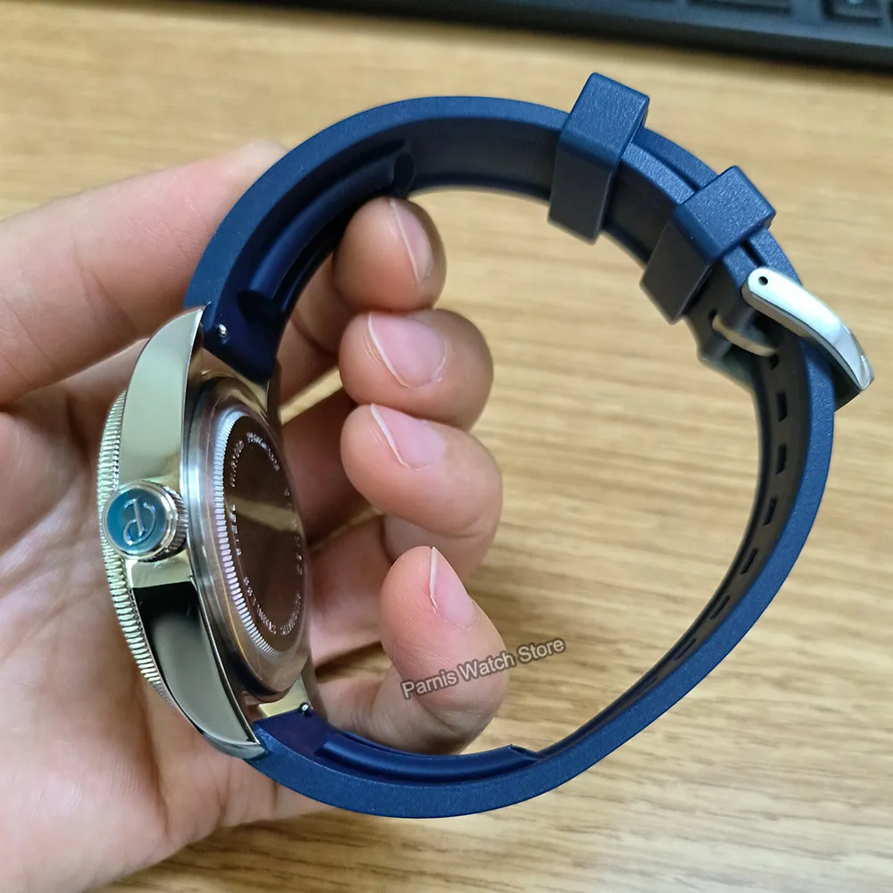 Parnis 41mm Blue Color 21 Jewels Automatic Men Watch Sapphire 10 ATM Water Resistant