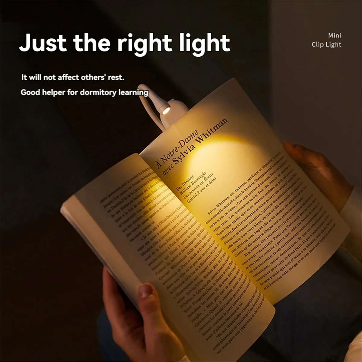 Book Light 3 Color Reading Light USB Rechargeable Portable Book Lamp for Reading in Bed Book Lover LED Night Light A