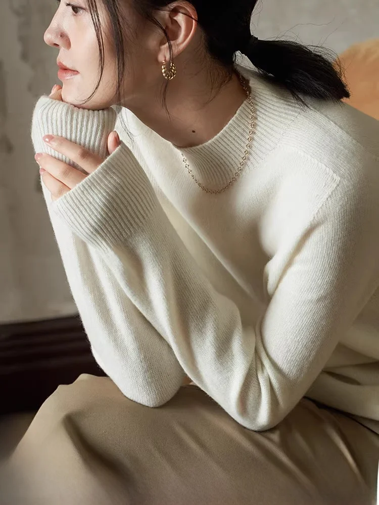 

Warm Woolen Knitted Base irt Loose f High Collar Pullover Women's Winter Faion Comfortable Thermal Straight Cut Sweater