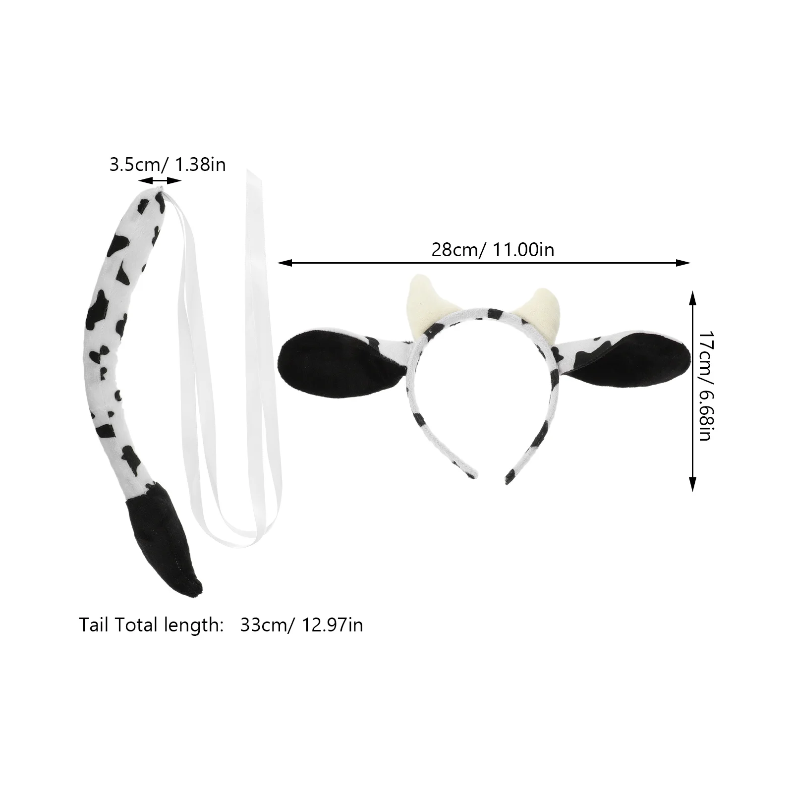 1Set Cow Headband Tail Cosplay Costume Props Comfortable Animal Accessories for Party Birthday Stage Performance Supplies
