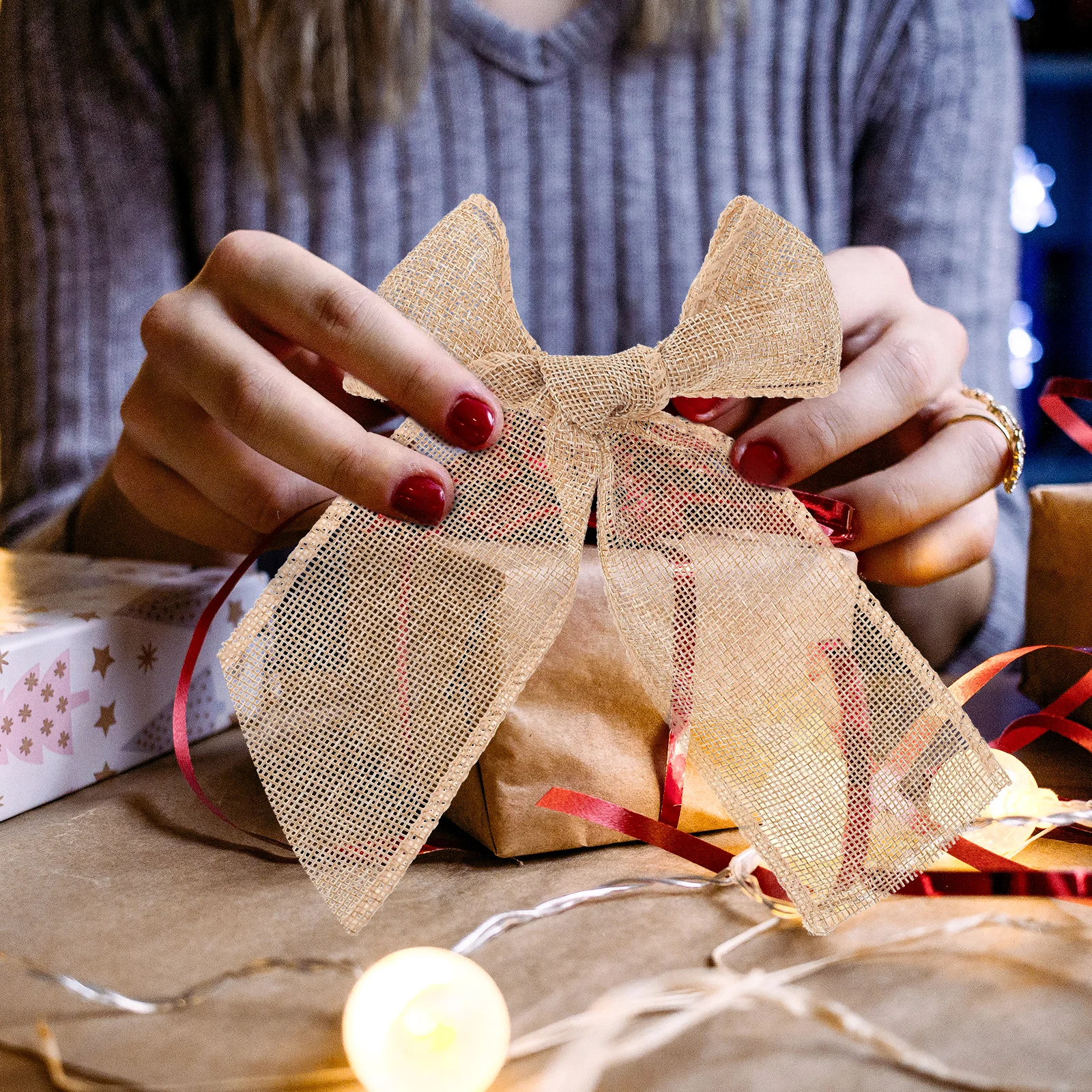 

Christmas Ribbon 5 Rolls Decorative Wrapping Gifts Polyester Wired Edge Smooth Surface Fall Harvest Thanksgiving Crafts