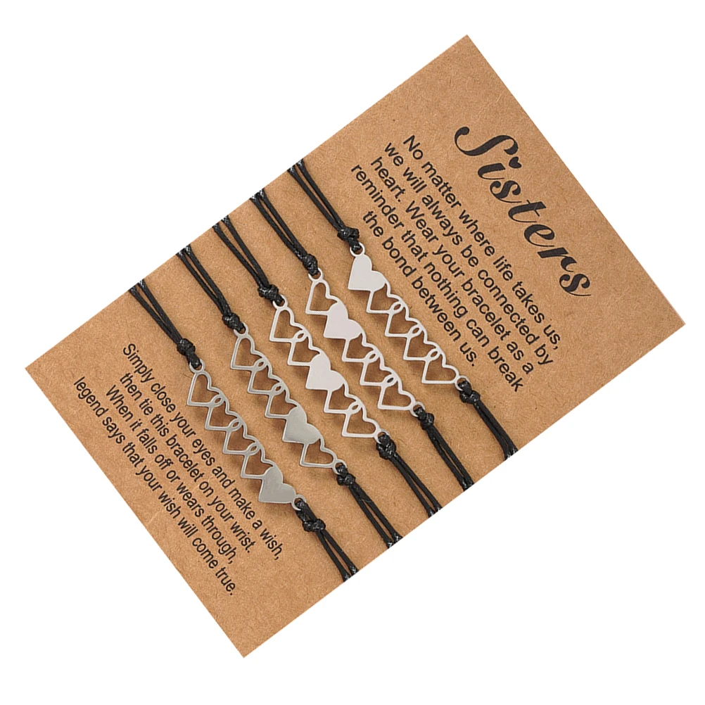 

5Pcs Adjustable Heart Bracelets Stainless Steel Lovers Jewelry for Women Elegant Party Gift Heart Bracelets Lovers Hand Chains