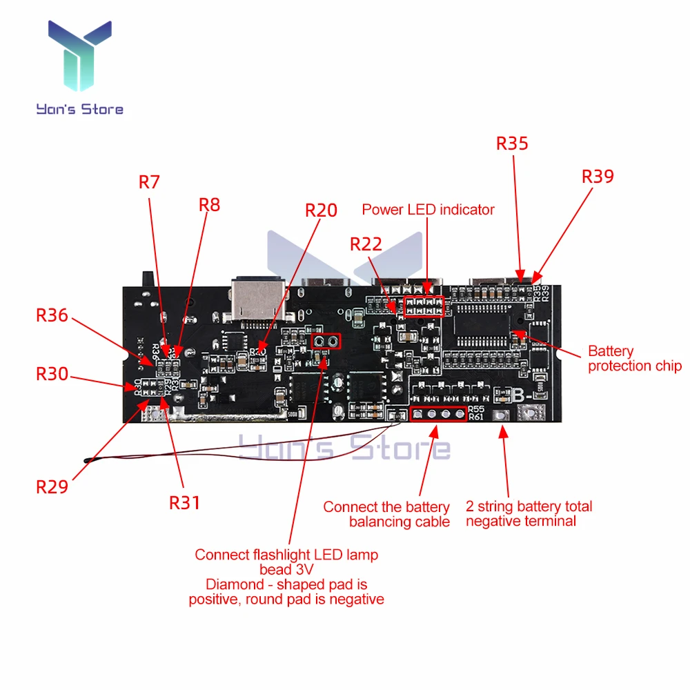 65W/100W QC3.0 PD 2.0 3.0 Mobile Power Bank PPS Fast Charge Module Micro/Type-C USB 18650 Charging Module Temperature Protection