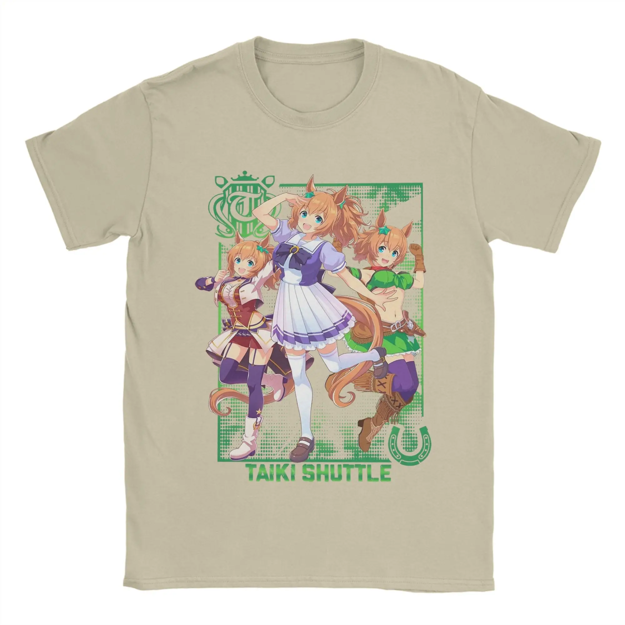 

Men's T-Shirt Taiki Shuffle Uma Musume Funny Cotton Tees Short Sleeve T Shirt Round Collar Clothes 4XL 5XL