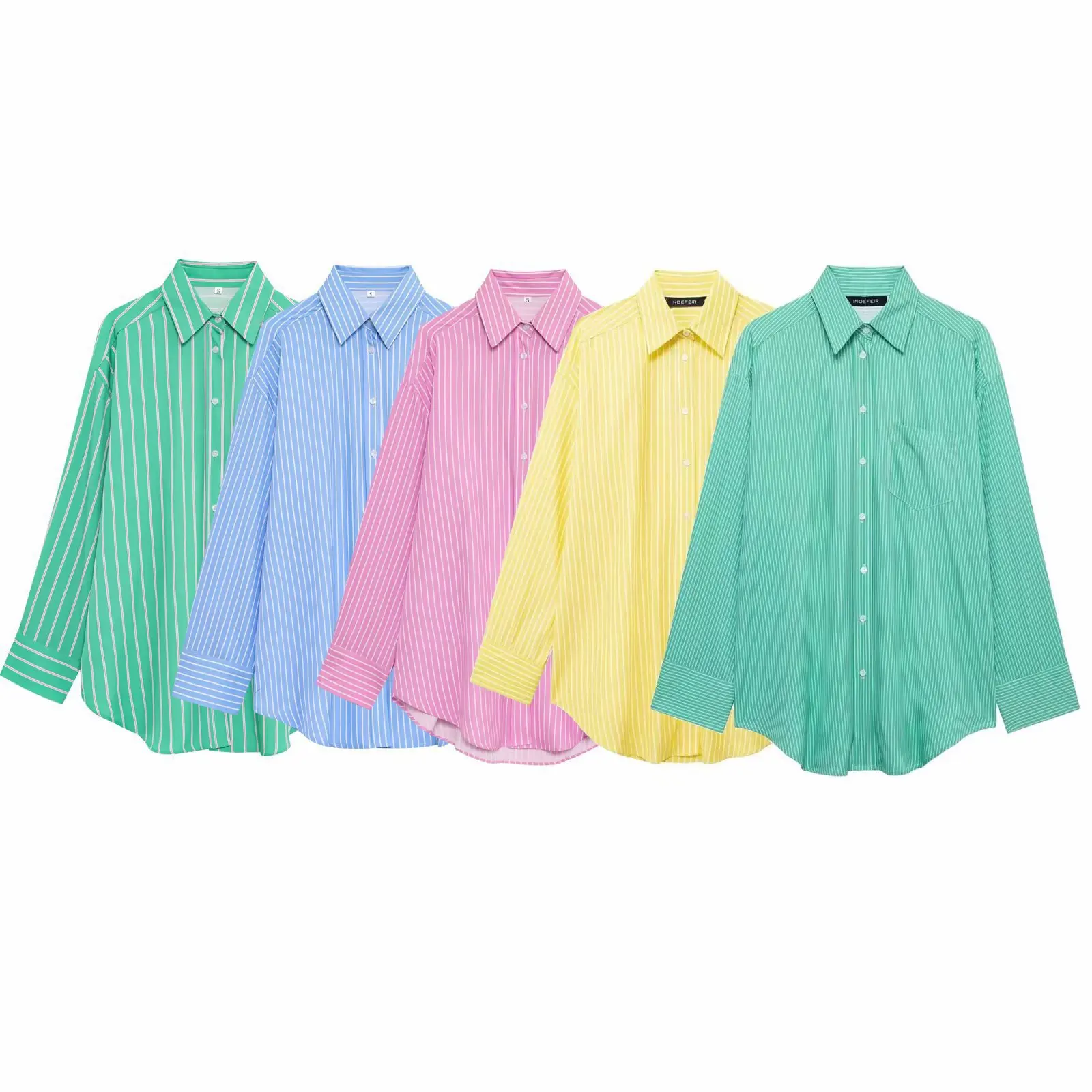 

Autumn Simple and Versatile Long Sleeve Shirt Spring New Women's Shirt Commuting Style Striped Loose Shirt