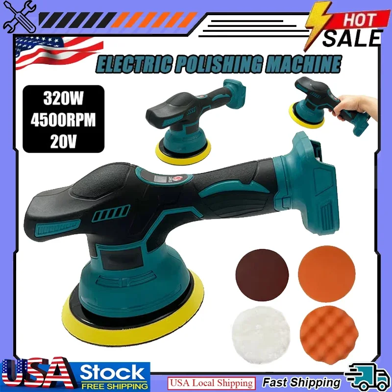 

Cordless Polisher 8 Gears Digital Display Electric Polisher Auto Car Waxing Polishing Machine Fit Makita 18V Lithium Battery