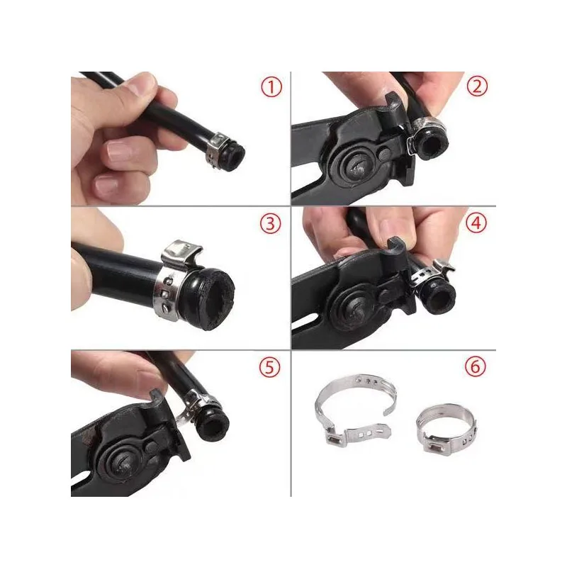 304 Stainless Steel Single Ear Stepless Hose Clamps Assortment Kit Water Pipe Sealing Clips with 1PC Professional Clamp Pliers