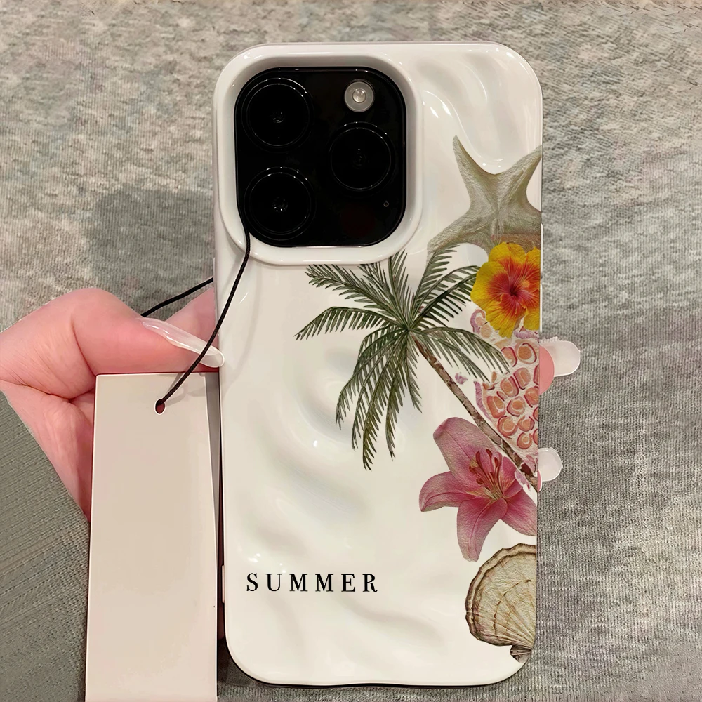 Sommerliche Küstenästhetik Handyhülle für iPhone 17 16 15 14 13 12 11 Pro Max 14 Plus 17 Air Falten-Wellen Weiche Silikonhülle – Detail 12