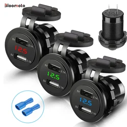 Cargador USB de 12V/24V para motocicleta, encendedor de cigarros USB Dual 4.2A, cargador de motocicleta, enchufe de encendedor de cigarrillos para coche y motocicleta
