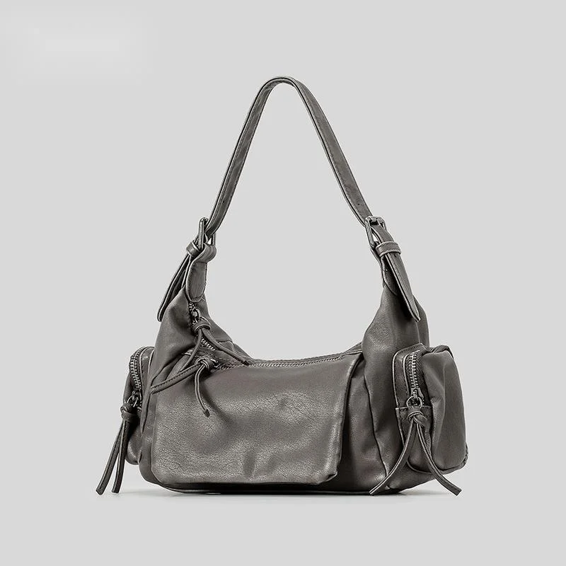 Sac fourre-tout rétro punk initié pour femme, design multi-poches, sac sous les bras, style moto, fille cool, rétro, gothique, nouveau