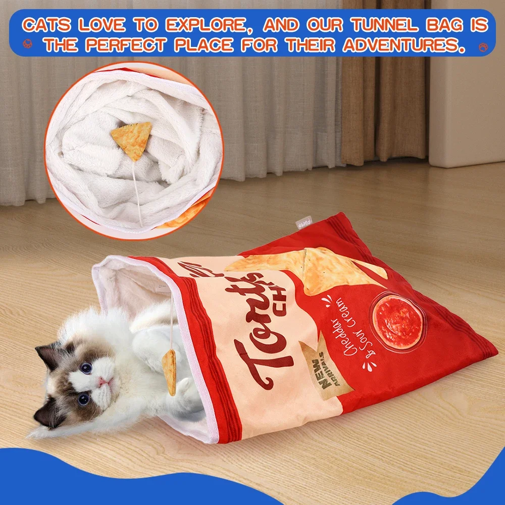 6 Halloween Gourmet Pattern Designs Cat Tunnel Toy, Cat Birthday Gift,Collapsible Interactive Cat Drill Bag Pet Toy