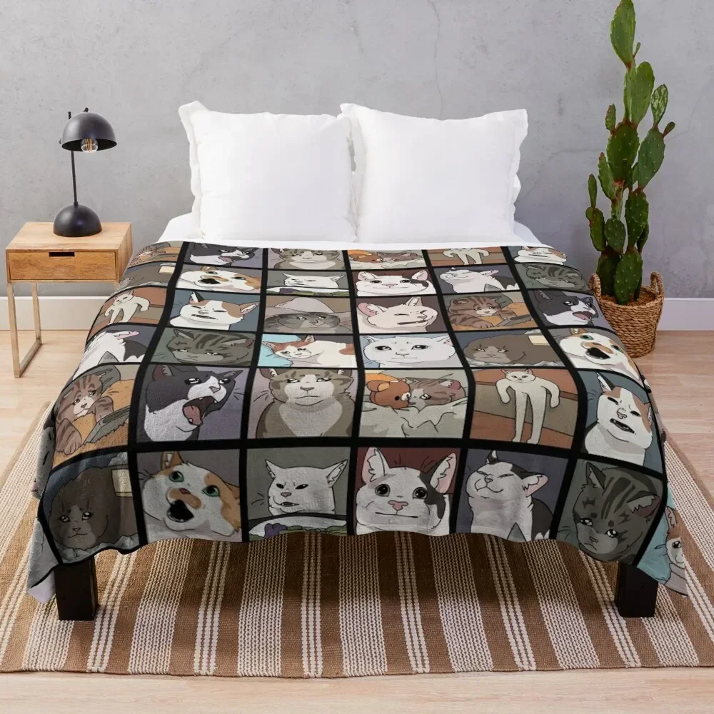

Meme Cats 2.0 Throw Blanket Portable Lightweight Blanket for Travel Camping