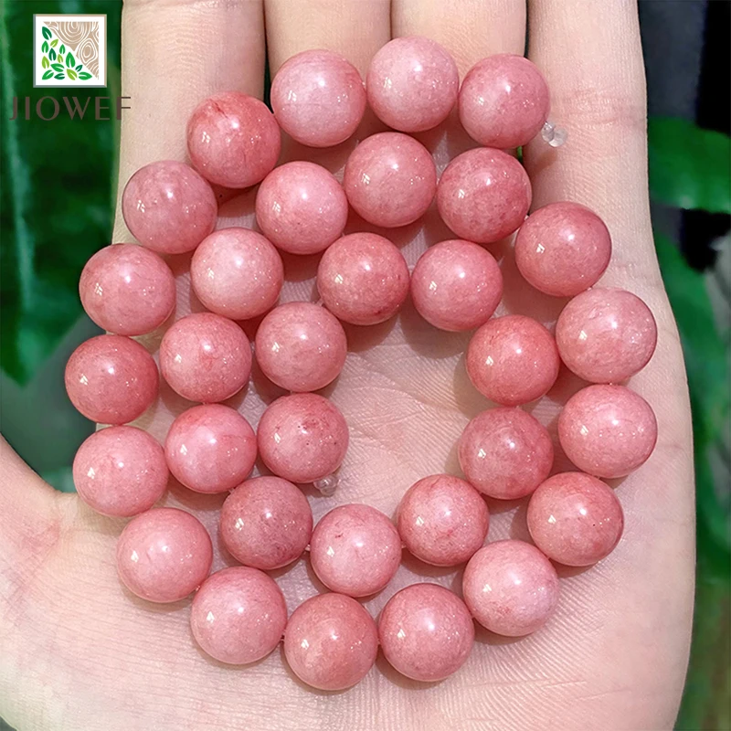 Smooth Light Pink Rose Chalcedony Jasper Beads Natural Stone Diy Bracelet Accessories for Jewelry Making 15\