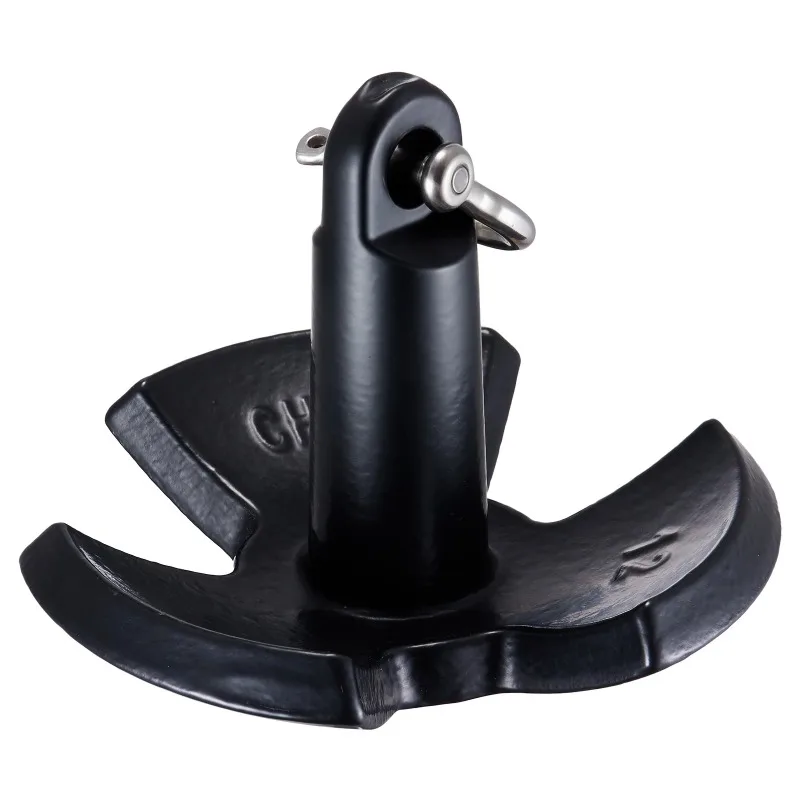 River Anchor 12 lbs Boat Anchor Cast Iron Black Vinyl-Coated with Shackle,  Mushroom Anchor Fit for Boats Up To 10 ft