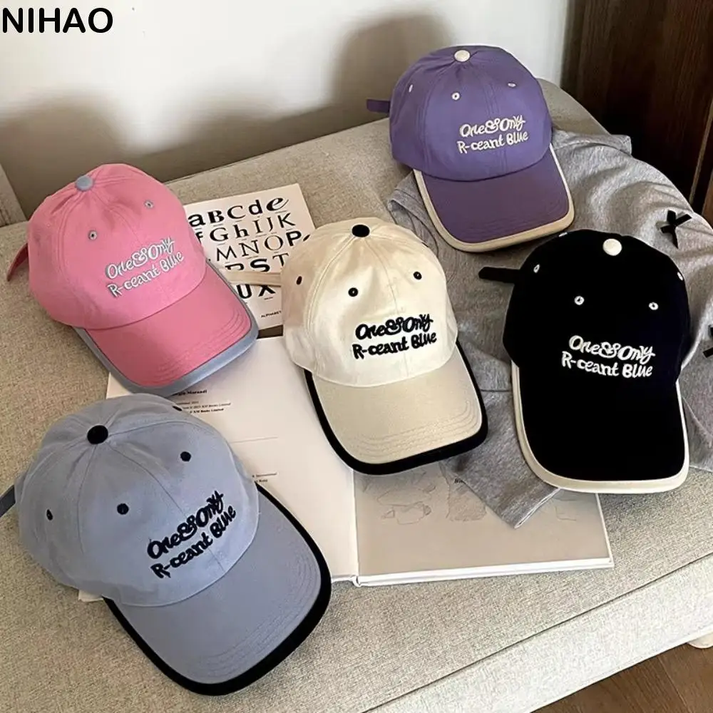 Letter Embroidered Embroidery Letter Cap Hip Hop Sun Protection Wave Point Baseball Cap Cotton Korean Style Sunscreen Hat