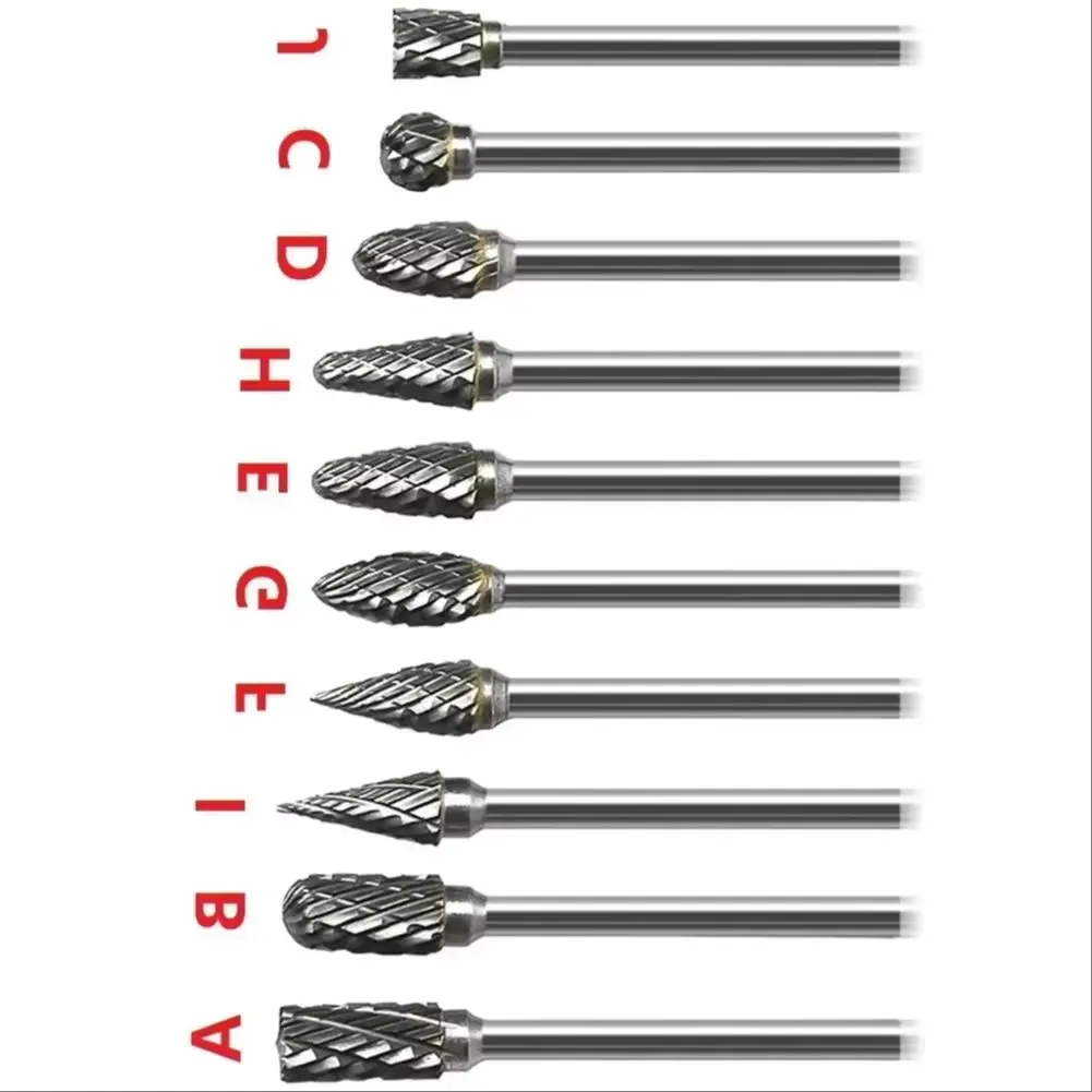 

10pcs Steel Carbide Rotary File Hard Alloy Rotary Bur Drill Bit Engraving Cutter Carbide Rotary File Wood Stone Carving