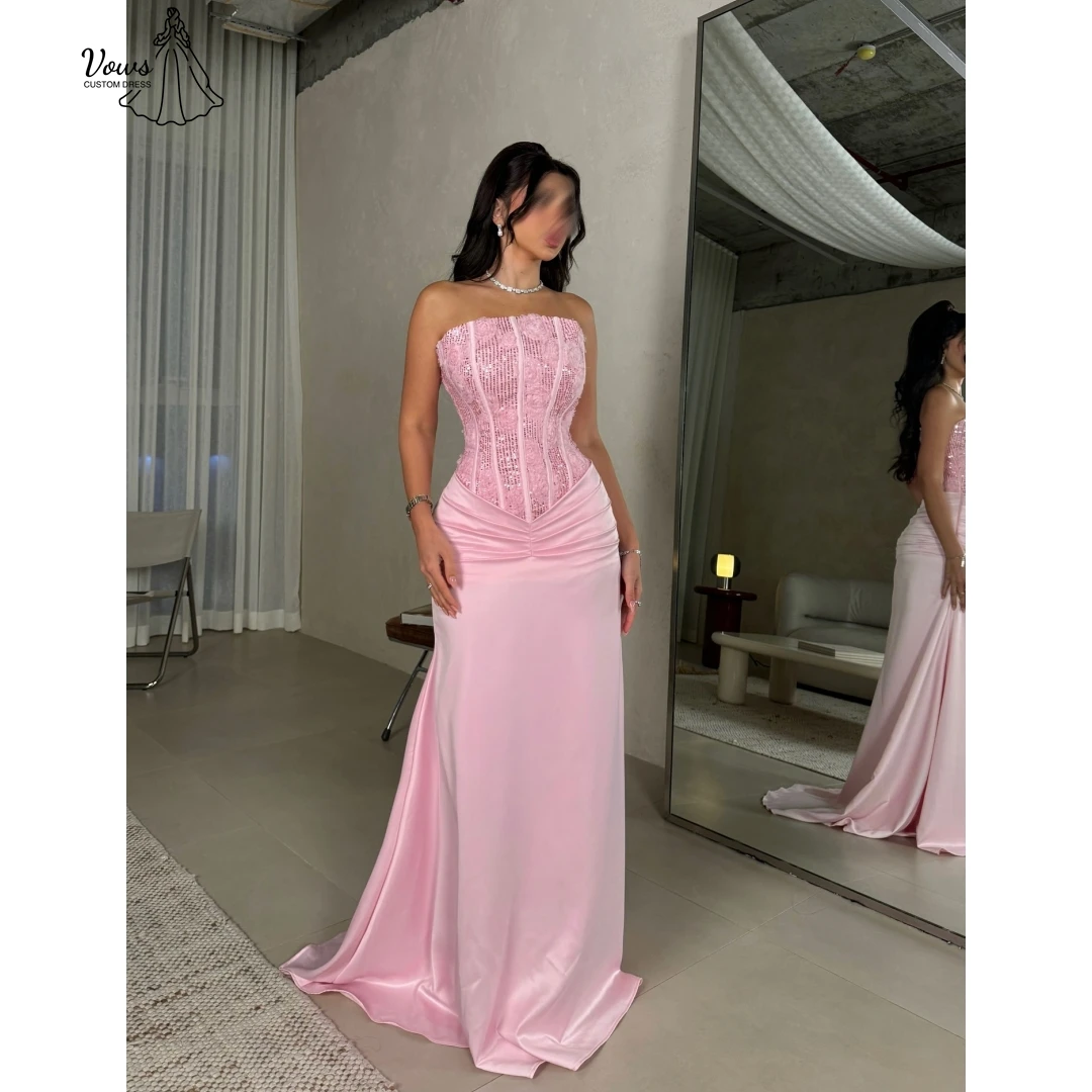 

Vows Вечерние платья из атласной ткани Женские элегантные свадебные платья для гостей для особых случаев Платье для выпускного вечера на заказ с узором