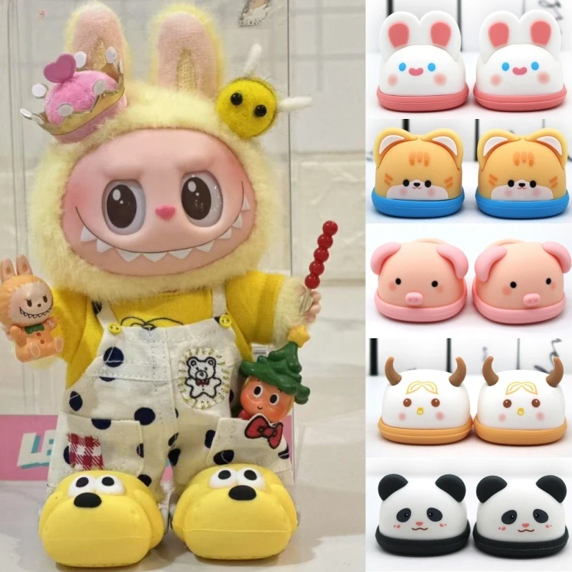Estilo macarrón, 17cm, Labubu V2 V1, zapatos para muñecas, zapatillas de Capibara, sandalias informales, accesorios para muñecas, juguetes para muñecas DIY