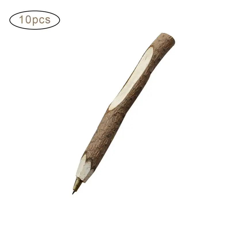 10pcs Natural Wooden Branches Shaped Eco-friendly Ballpoint Pen Retro Drawing Pencil Vintage Stationery Office School Supplies