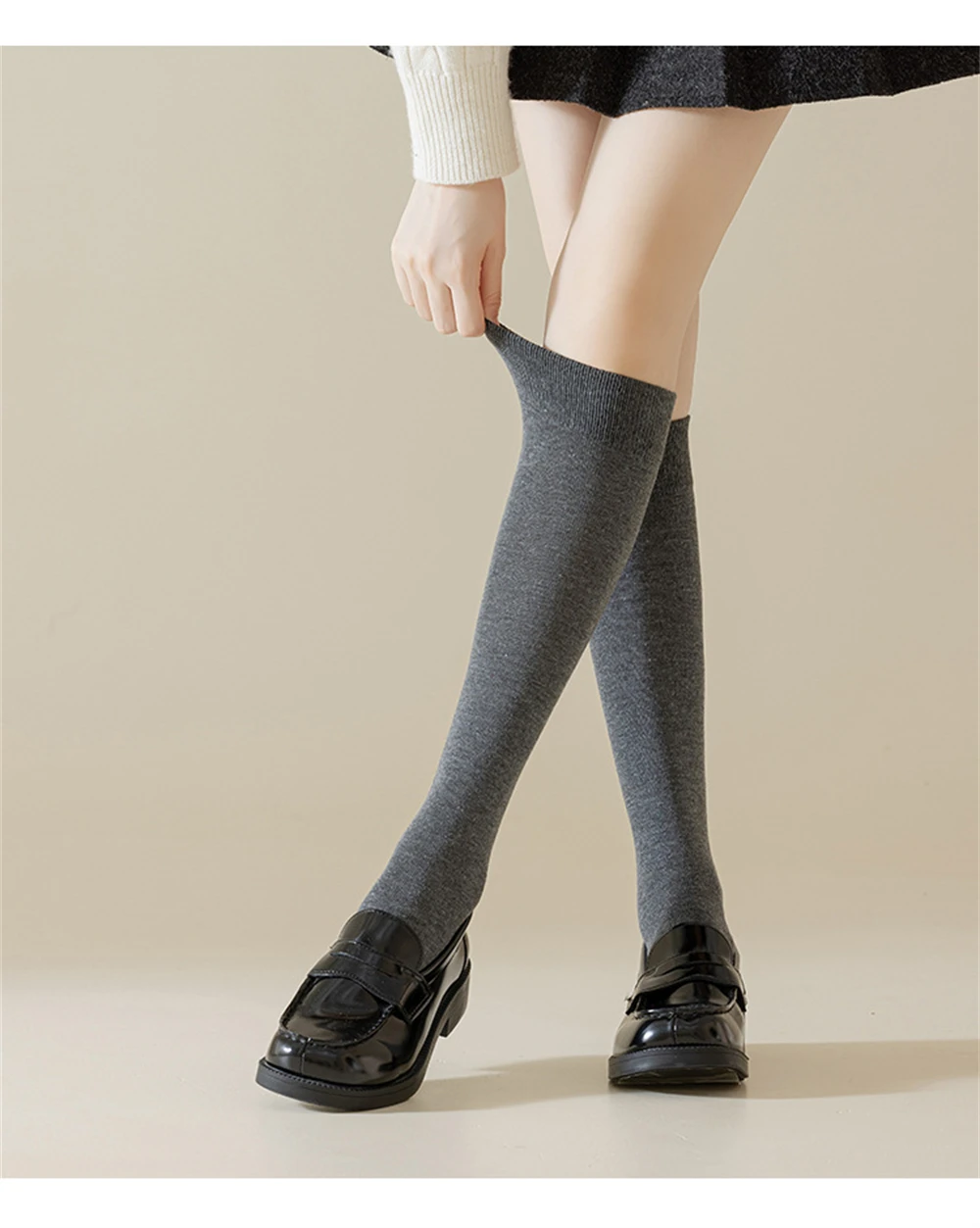 1 pair Autumn Winter Sweat-absorbent Calf Socks Women's Spring Tight stockings Japanese Casual High-tube Solid Color Socks Gift