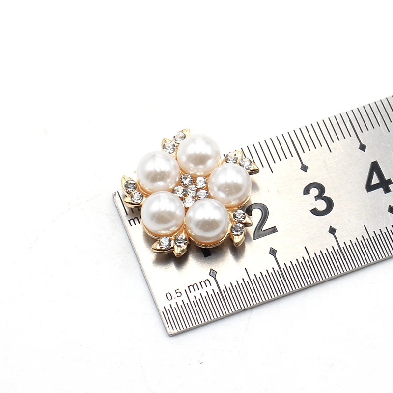 10Pcs 23mm Metal Rhinestone Pearl Alloy Accessories DIY Flower Center Ornaments Clothing Hair Jewelry Decorative Accessories