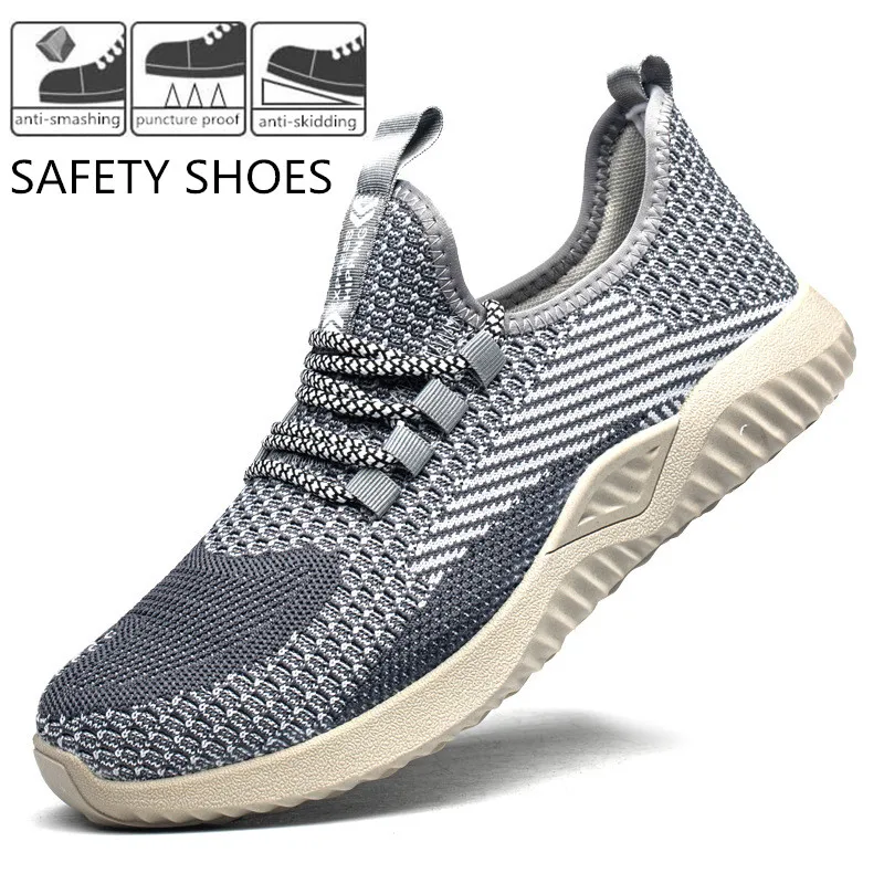 

Большие размеры 36–46, мужские и женские защитные уличные походные туфли, кроссовки с воздушной сеткой, мягкая кевларовая стелька, противоударная стальная носка 819
