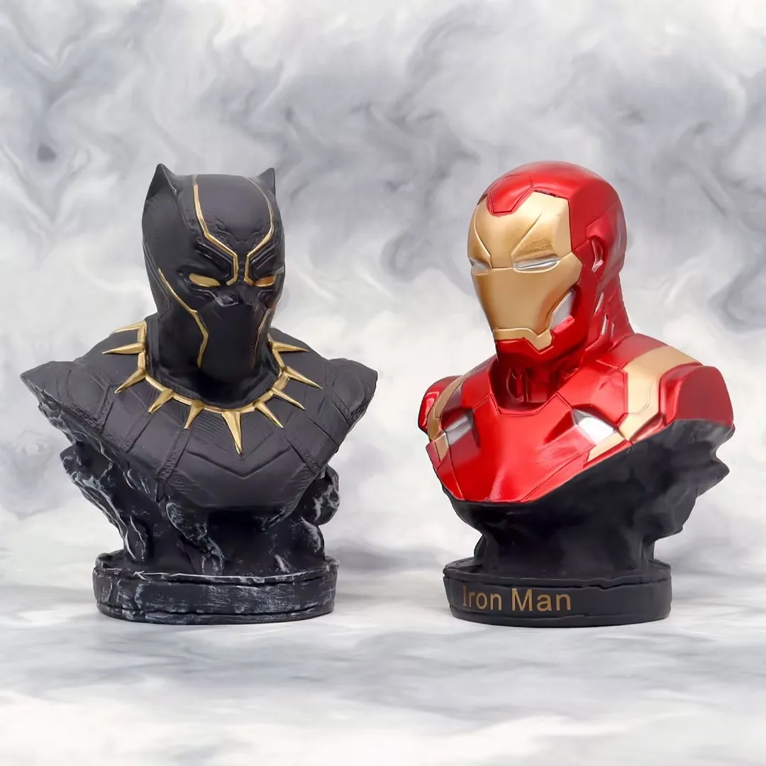 16cm anime marvel vingadores figura pantera negra ferro busto perfil boneca pvc modelo brinquedo crianças aniversário presente de natal