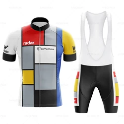 Retro Cycling Jersey Set Classical Bicycle Suit Bike Short Sleeve Men Bib Shorts Clothes Por team  Factory  Gel breathable pad