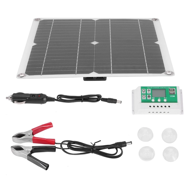 New 12W Solar Panel Kit 60A 12V Battery Charger With Controller Caravan Boat