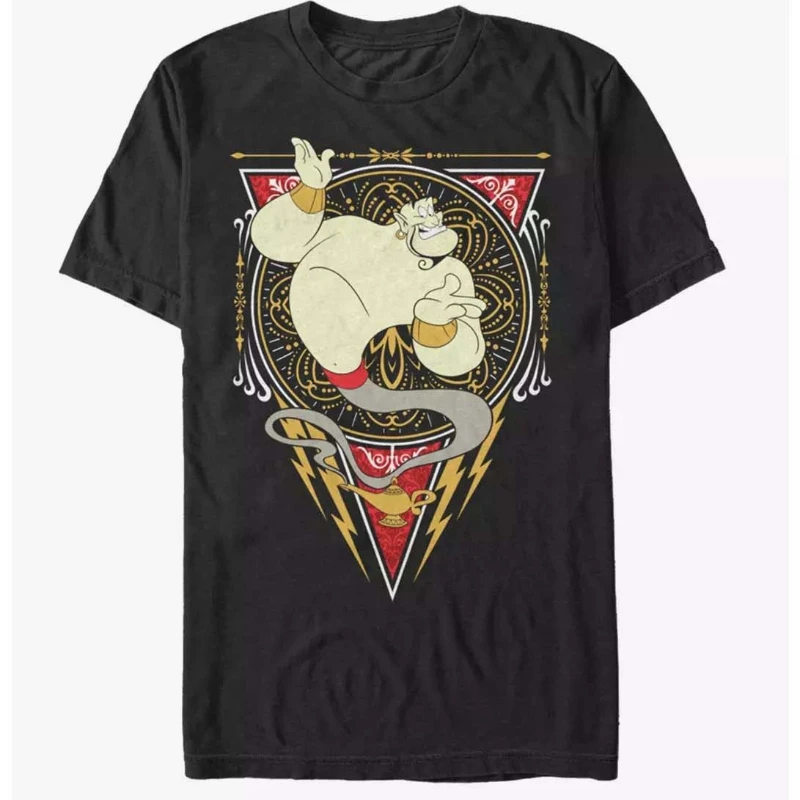 

Disney Aladdin Magic Lamp Anime Print Fashion Women's T-Shirt Creative Crew Neck Short Sleeve Loose Plus Size Top