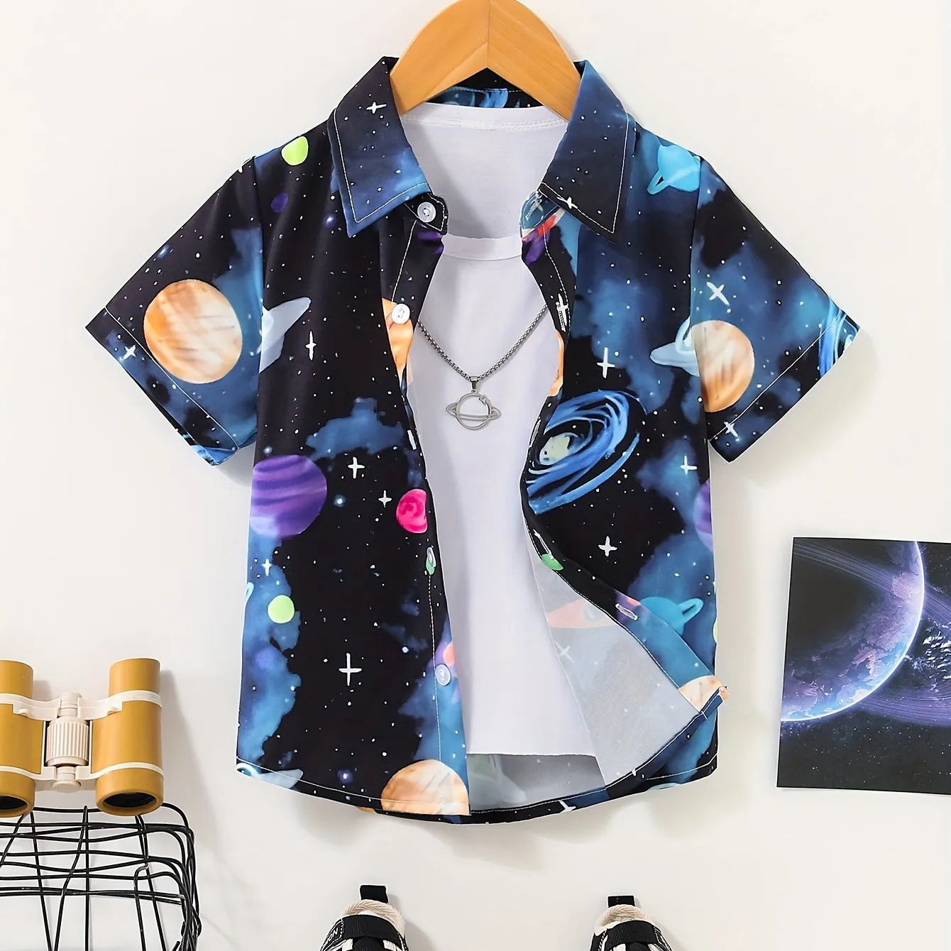 Colorful Splash Ink Print Boys Creative Shirt Casual Short Sleeve Lapel Shirts Tops Children Boys Clothes for Summer Outdoor