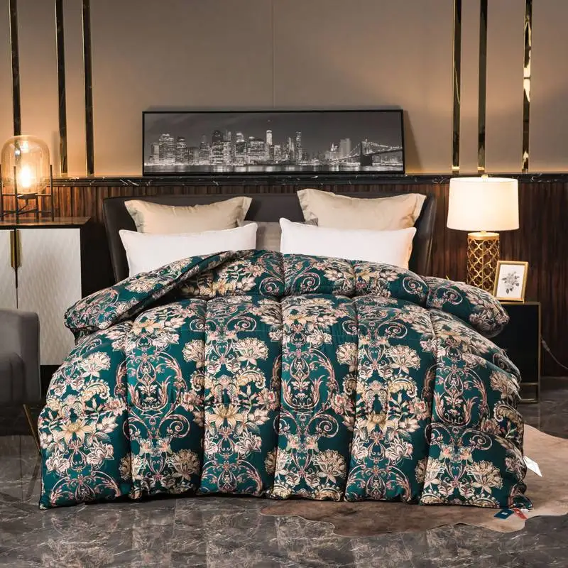 2025 جديد مطبوعة كبيرة طباعة الراقية ريشة المخملية لحاف سلسلة الخريف والشتاء الدافئة سميكة 200x230 سنتيمتر #5