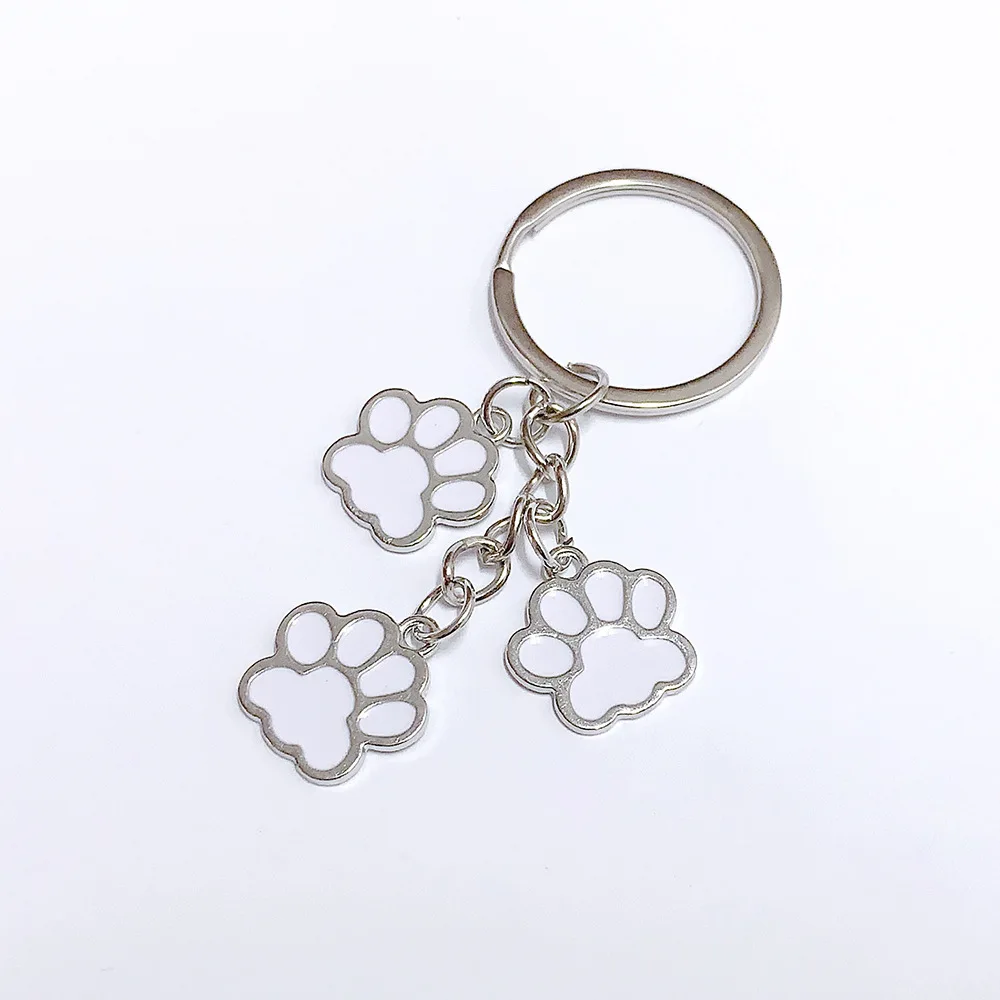 Cute Keychain Cat Dog Paw Key Ring Footprints Enamel Key Chains For Women Men Handbag Accessorie DIY Handmade Jewelry Gifts