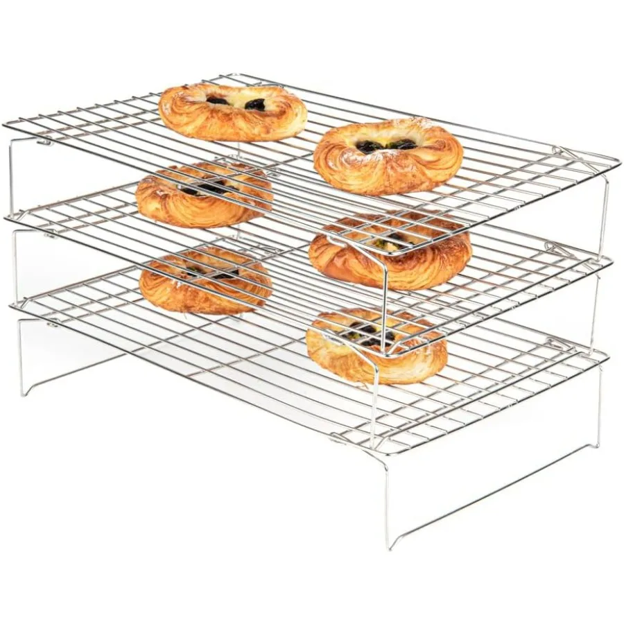 

Met Lux 15,7 x 9,8 x 8,3 дюйма Набор проволочных подставок для выпечки 1 набор проволочных подставок для мытья посуды — 3-уровневая конструкция для духовки — готовая к пятнам до 575F