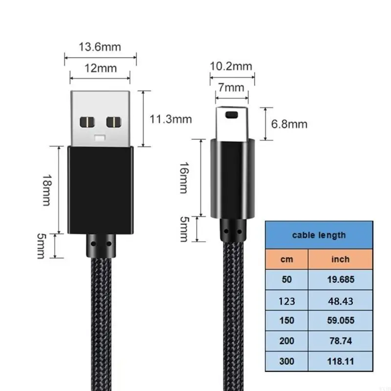 Long Mini USB 2.0 Cable Charging Cable for Efficient Charging & Data Transfer  - view 6