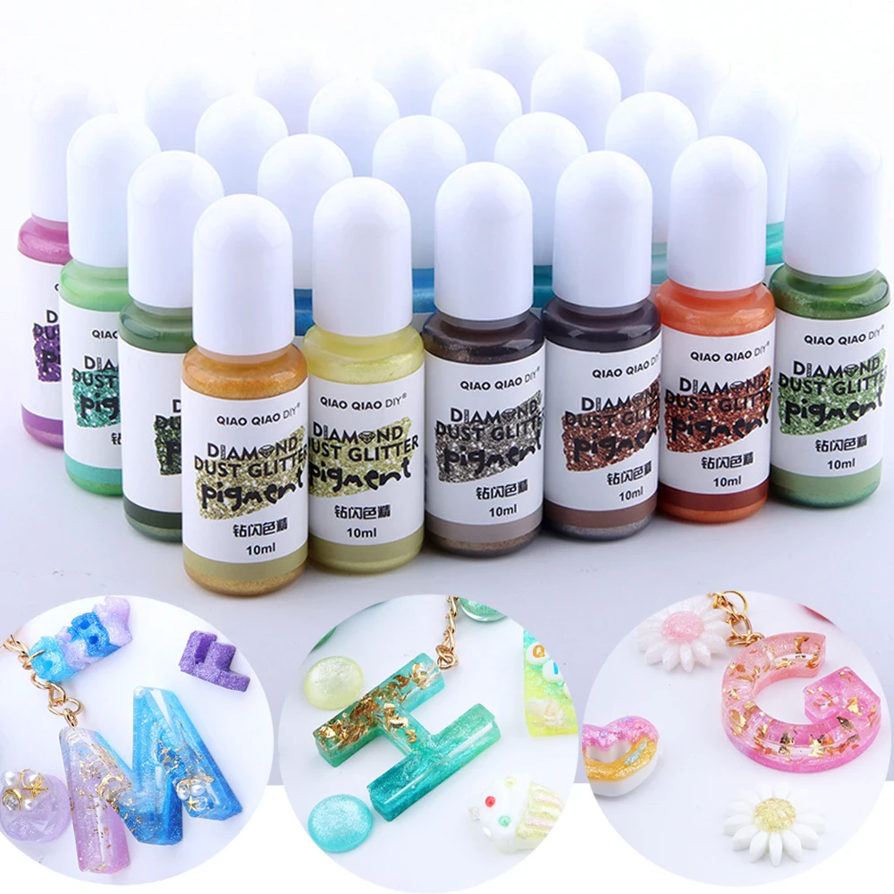 24PCS 10ml Fantasy Epoxy Resin Pigment Kit Diamond Flash Dye Liquid DIY UV Epoxy Resin Mold Jewelry Making Candle Pigment Sets