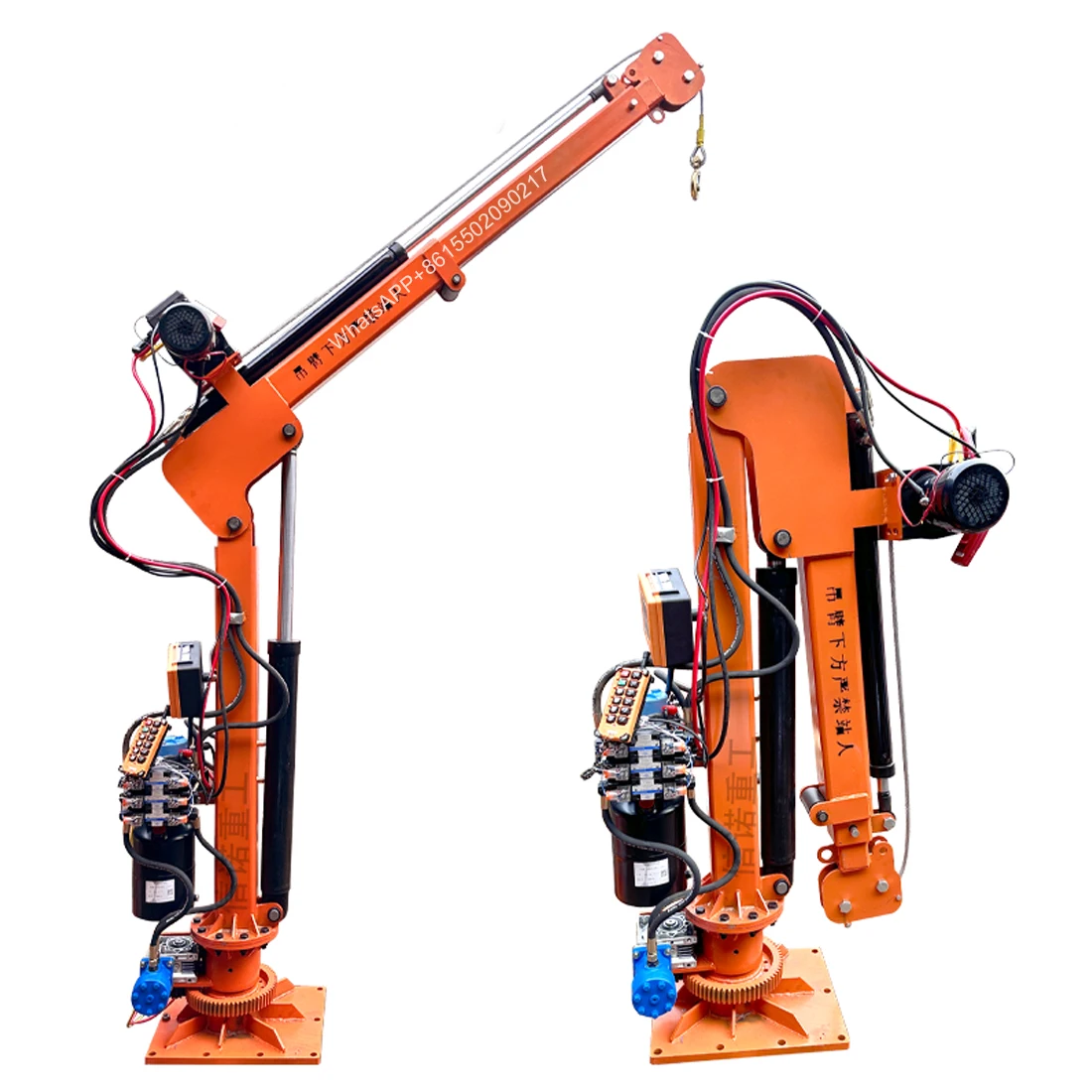 2t full hydraulic vehicle mounted remote control electric winch crane 12V24V elevator