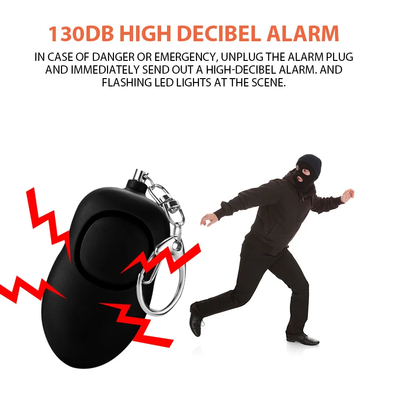 Self Alarm 130DB SOS Personal Safety Alarm Rechargeable Sos Panic Button Led Light For Women Elderly Self Personal Alarm