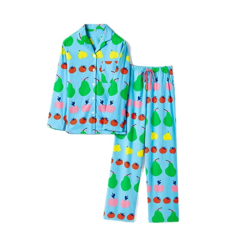 ملابس نوم نسائية جديدة من القطن الخالص بأكمام طويلة للربيع والخريف ملابس منزلية دافئة جميع القطن المصقول للخريف والشتاء #5