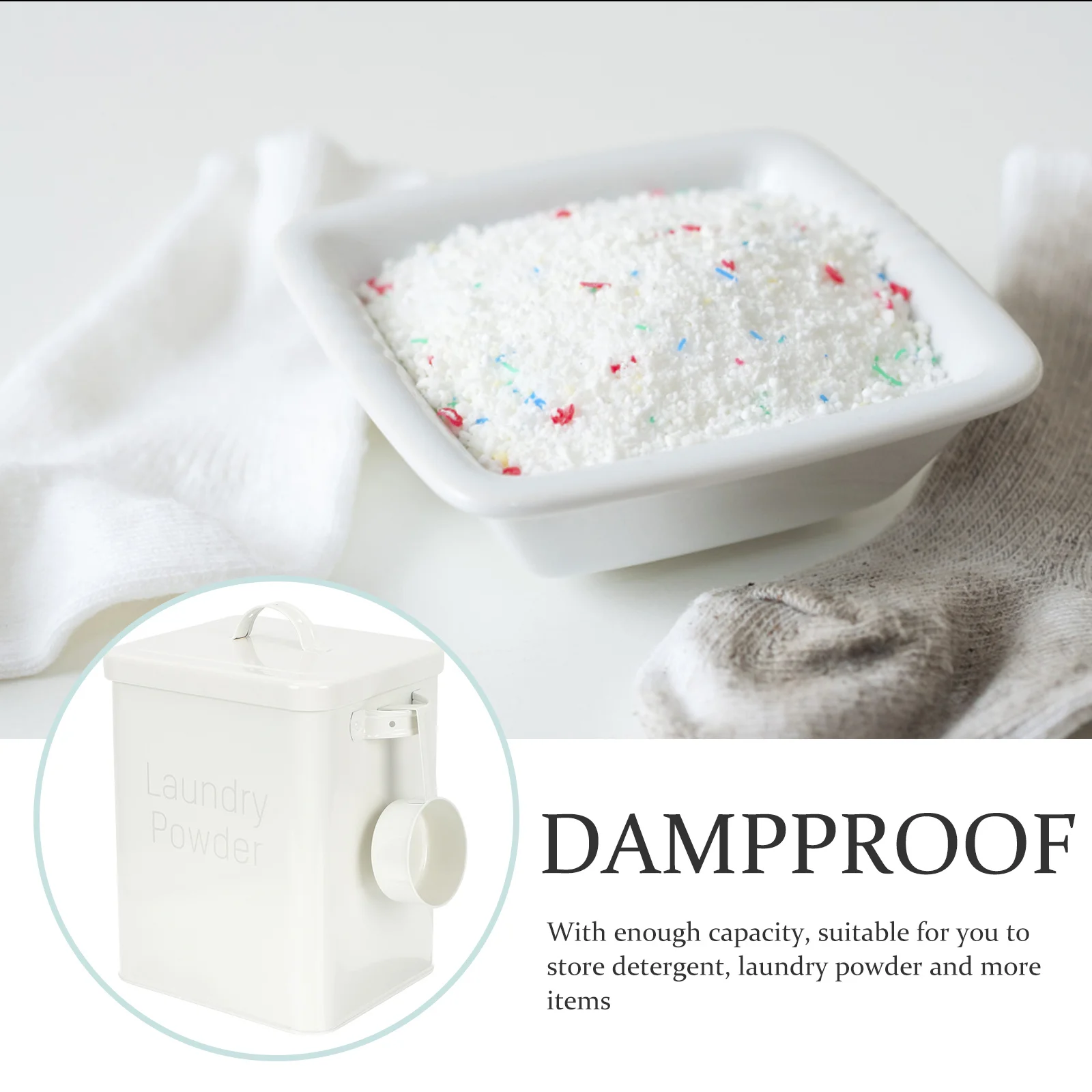 

Laundry Powder Container Metal Laundry Bucket Durable Storage Box Large Capacity with Scoop Easy Clean Household Use