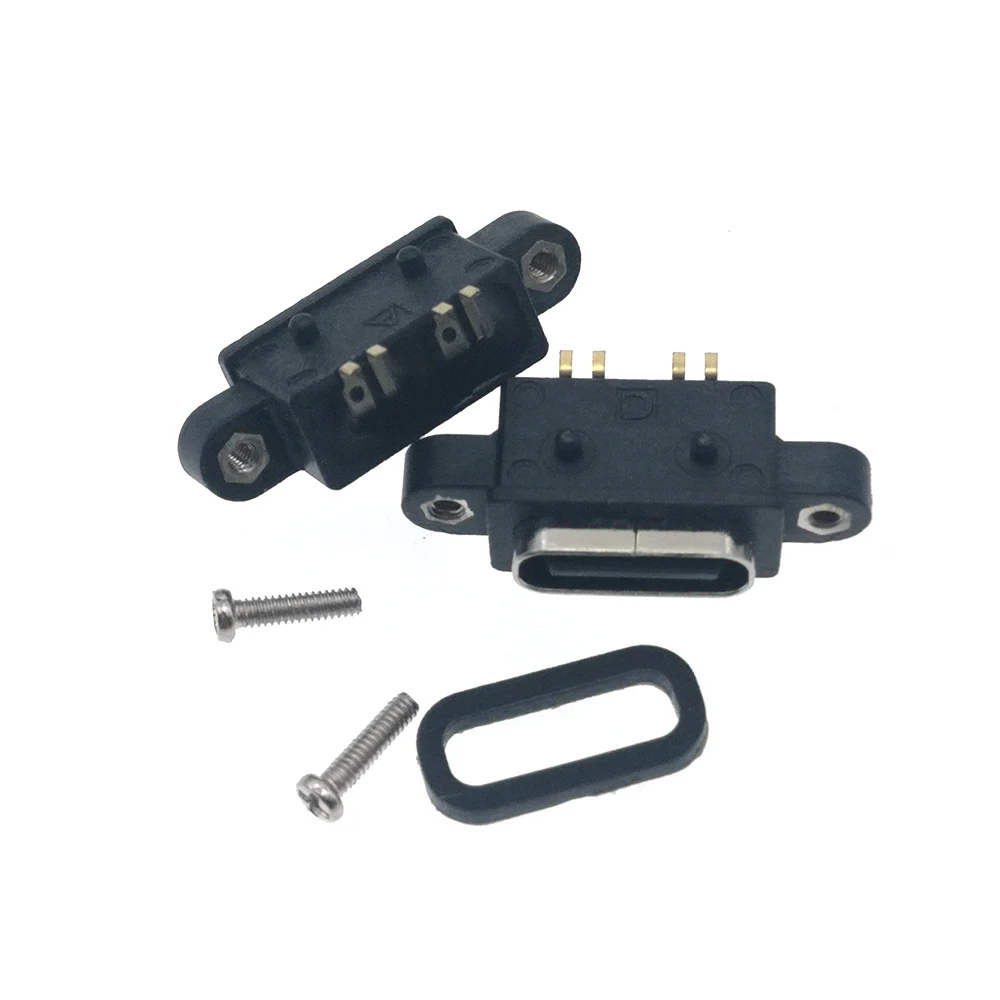 20PCS 4INP TYPE C IPX8 waterproof female socket with threaded holes, high current fast charging interface connection adapter DIY