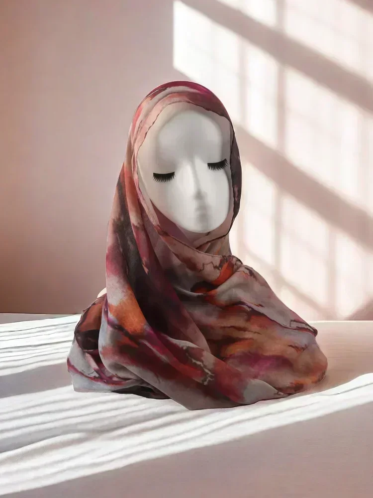 Sciarpa Hijab con scialle da donna musulmana modale stampato floreale ad acquerello, leggero, morbido cotone, rayon, viscosa, tessuto modale