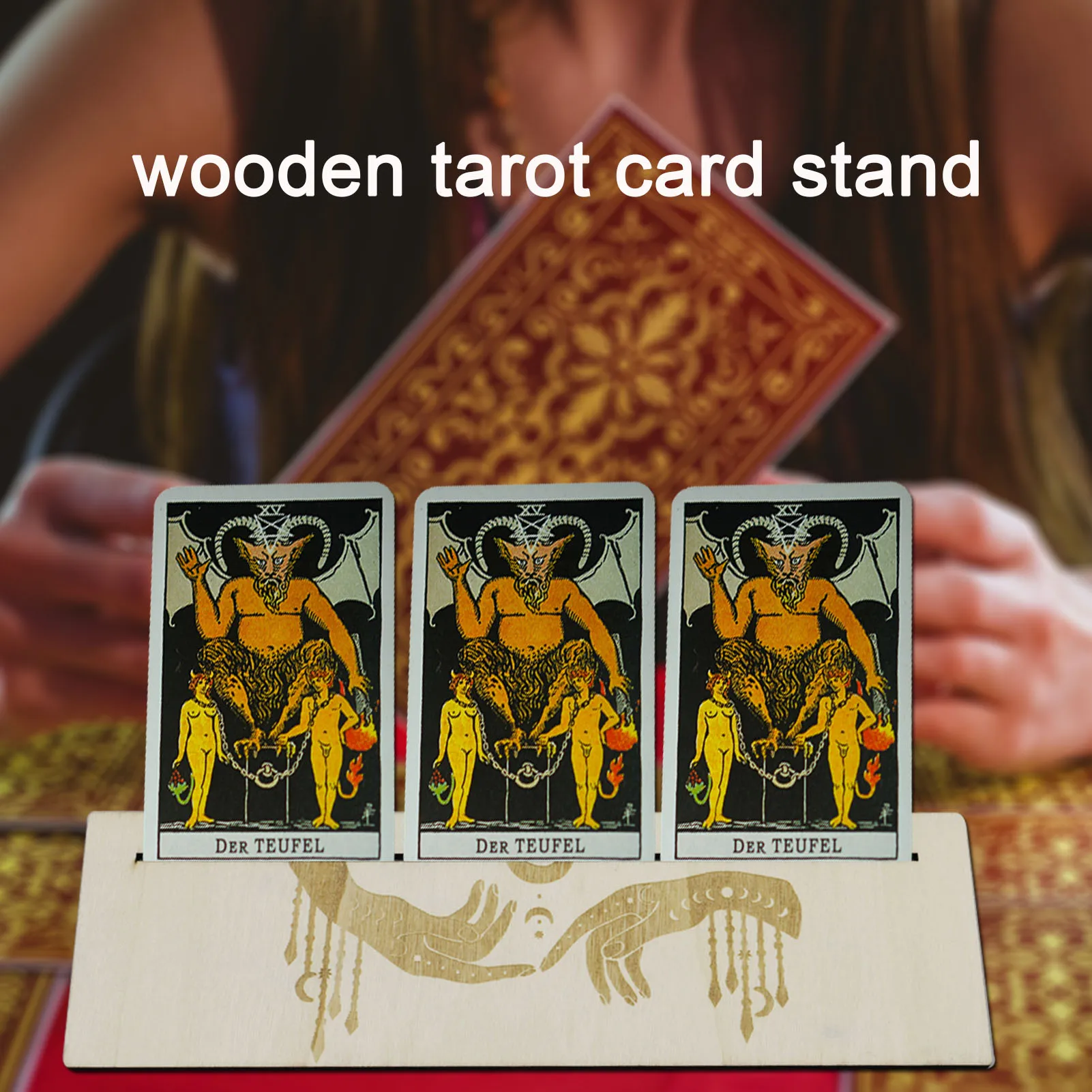 Wooden Tarot Card Holders Wood Handmade Display Stands Moon Phase Holder For Witch Divination Tools Lenormand Or Oracle Card