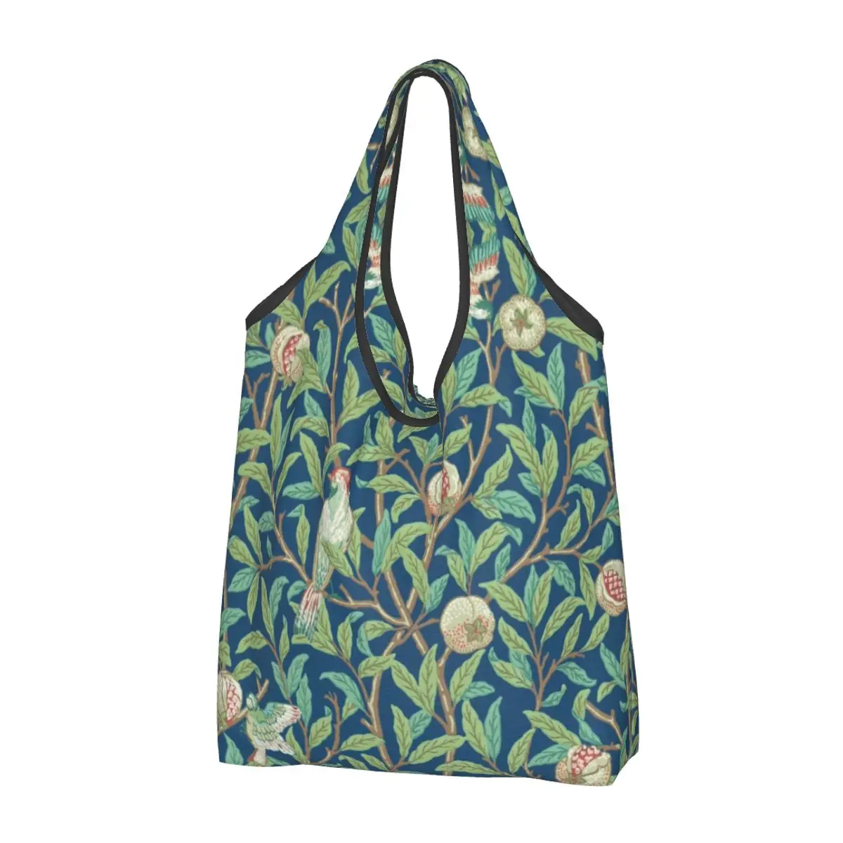 

Custom William Morris Fruit Trees And Birds Shopping Tote Bags Portable Vintage Floral Plants Groceries Shopper Shoulder Bag