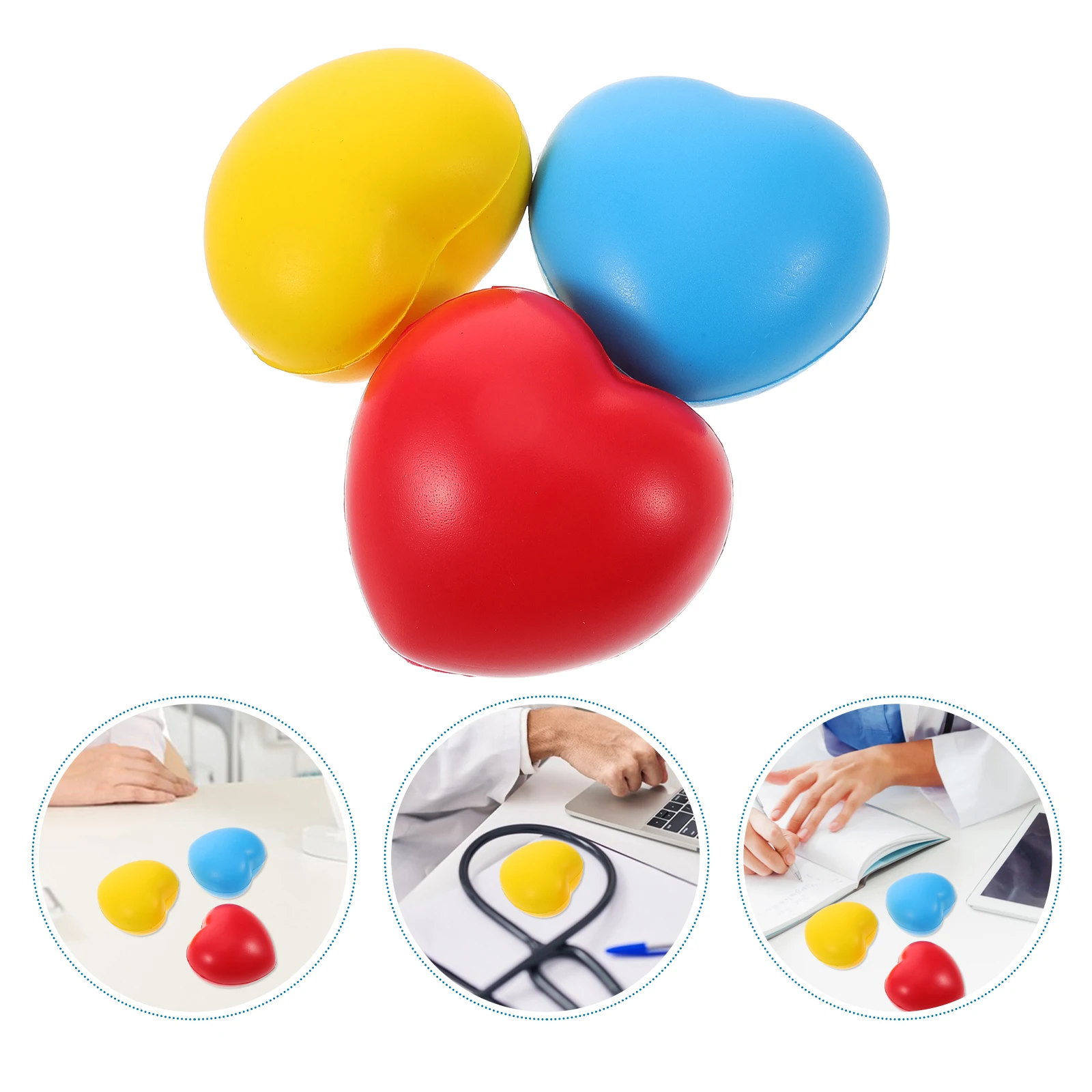 

3pcs Heart Shaped Exercise Balls Grip Strengthening Soft Pu Squeeze Therapy For Training Strengthener Rehab Fitness Device
