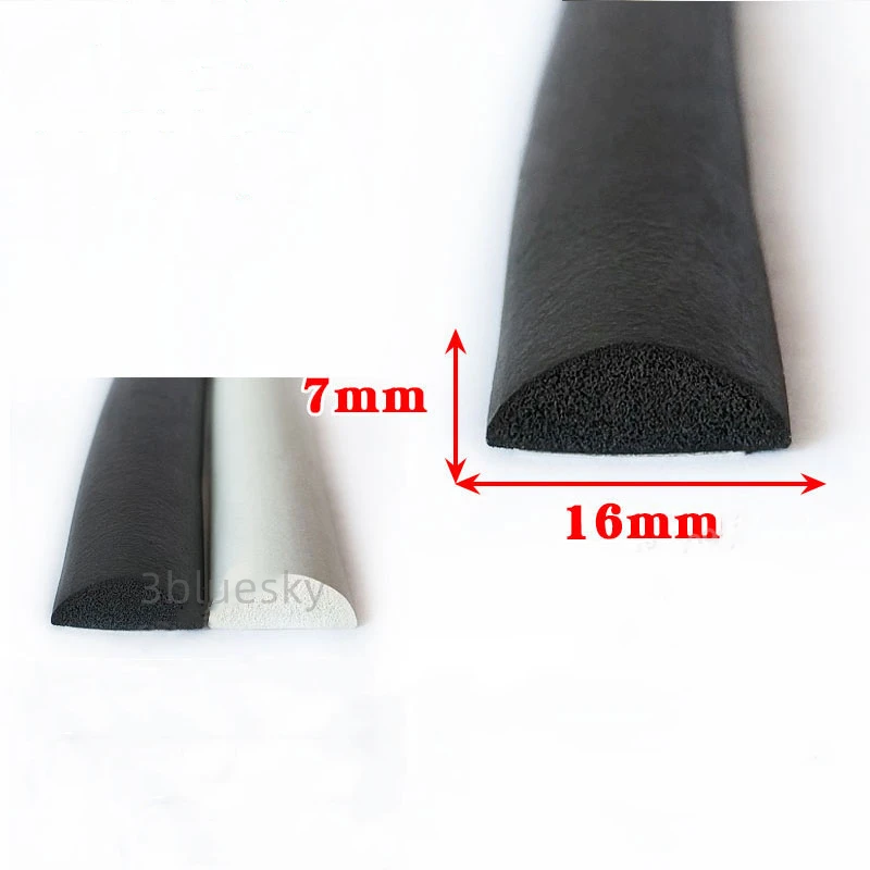 

Self-adhesive EPDM Rubber Foam Sponge Insulation Seal Strip Half Round D Door Sealing 16x7mm White Black