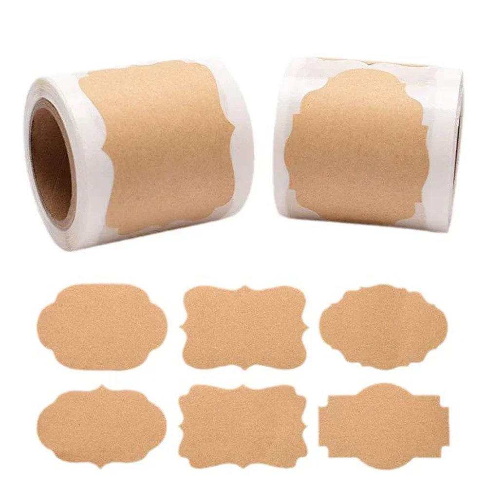 300pcs Kraft Paper Stickers 30x50mm - Blank Decorative DIY Labels for Baking Packaging & Crafts